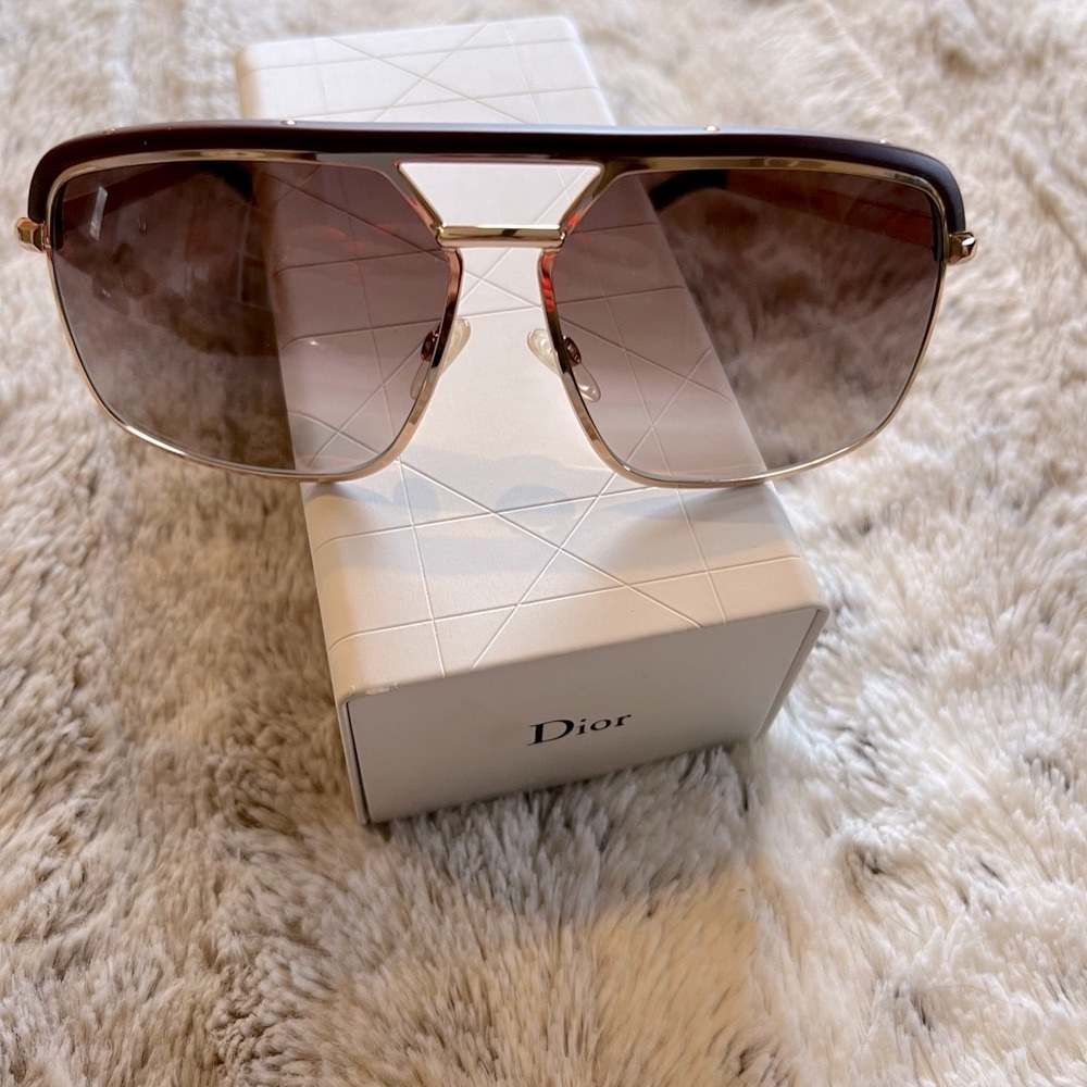 Christian Dior Havane 61mm Metal Aviator Sunglasses